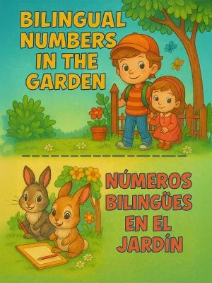 Bilingual numbers in the garden educational activity for preschool children.