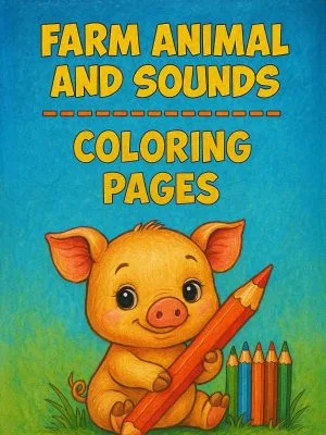 FARM ANIMAL SOUNDS COLORING PAGES for preschoolers, fun farm animal worksheets for early learners.