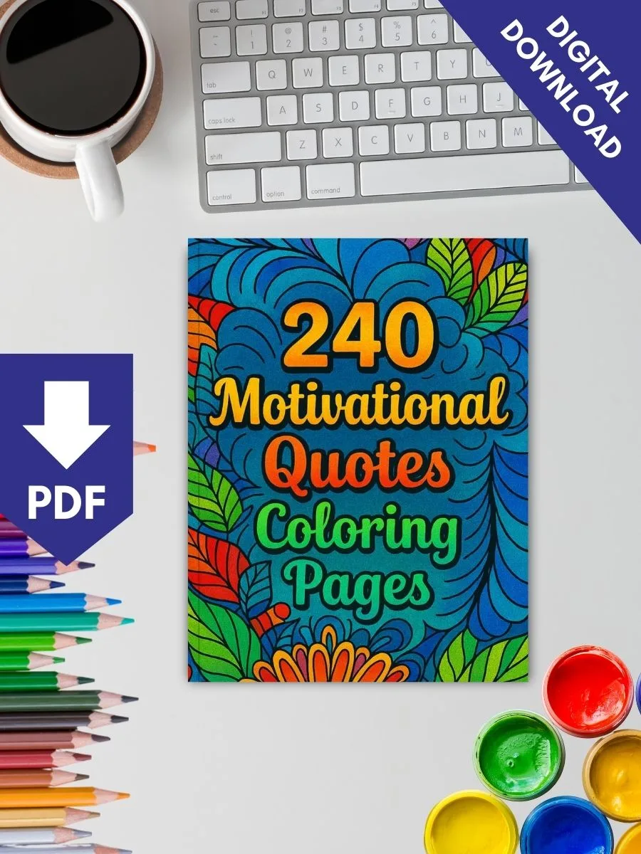 Brightly colored motivational quotes coloring pages book for preschoolers and early learners, perfect for educational and creative activities.