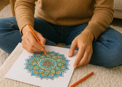 Colorful mandala coloring page for preschoolers, promoting creativity and fine motor skills.