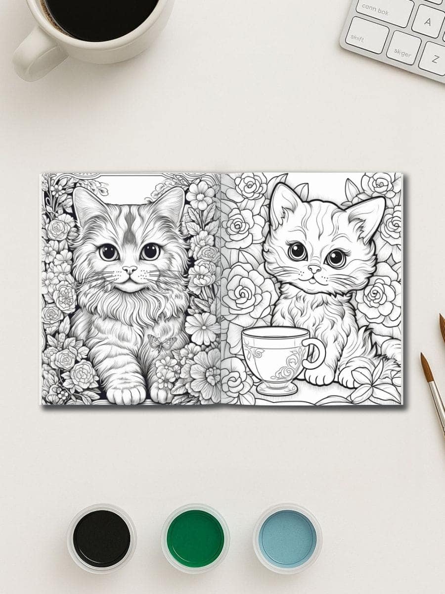 Coloring pages featuring adorable kittens for preschoolers, promoting creativity and fine motor skills.