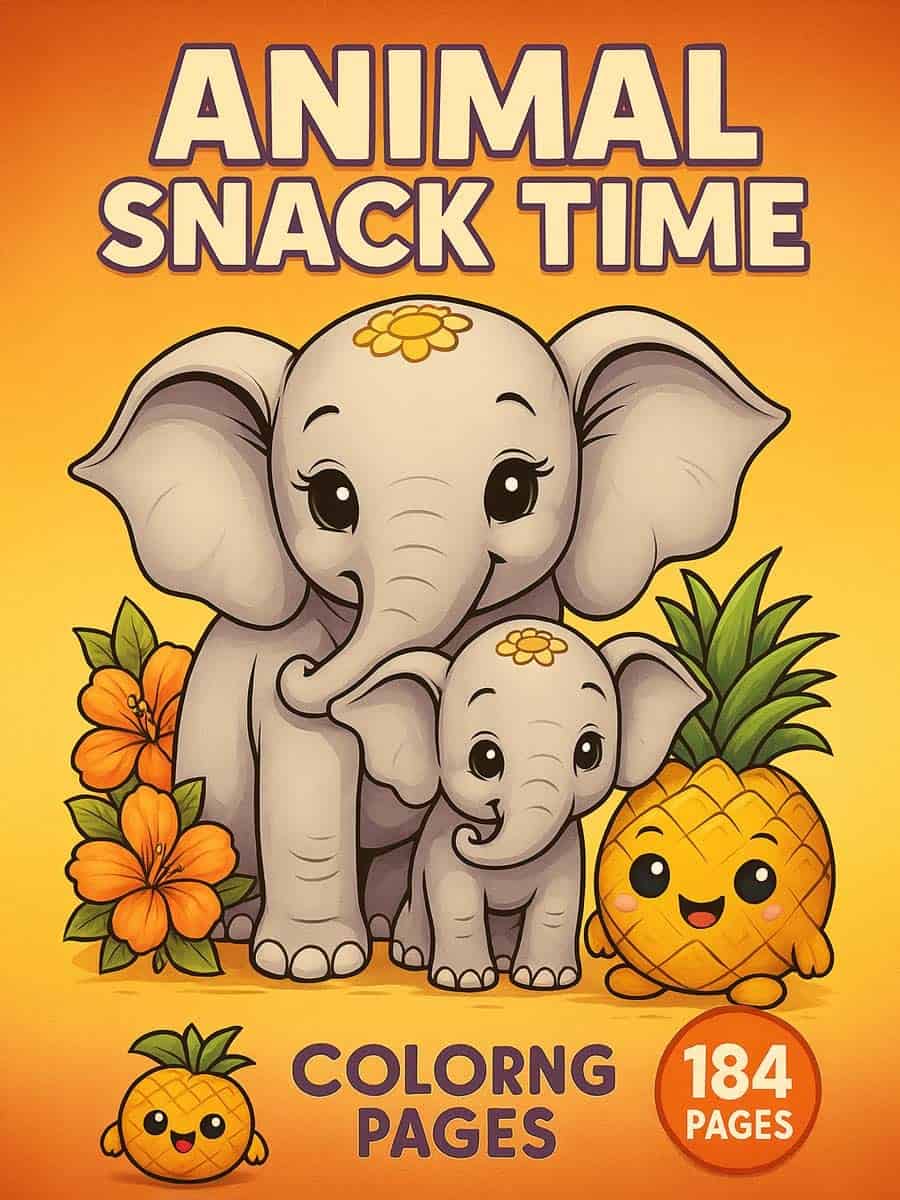 Animal & Snack Time – 184 Animals & Fruits Coloring Pages for Kids
