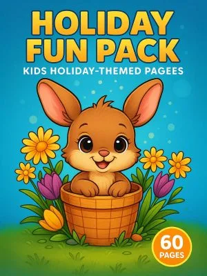 Holiday Fun Pack – 60 Kids Holiday-Themed Coloring Pages