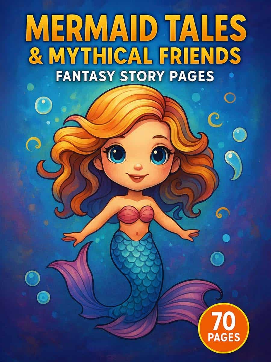 Mermaid Tales & Mythical Friends – 70 Fantasy Story Coloring Pages