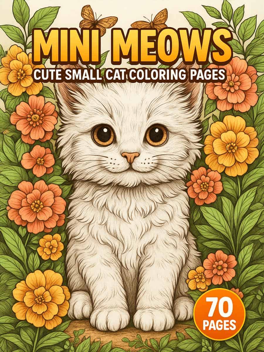 Mini Meows – 70 Cute Small Cat Coloring Pages