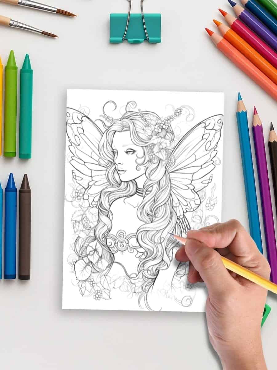 Coloring pages for preschoolers featuring fairy and nature illustrations for early childhood learning and creativity.