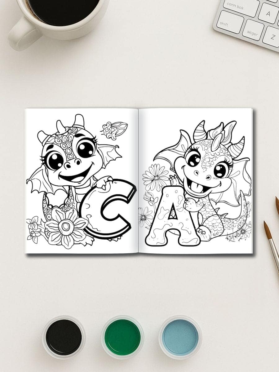 Colorful dinosaur and dragon coloring pages for preschool kids, perfect for early childhood education and activity planning.