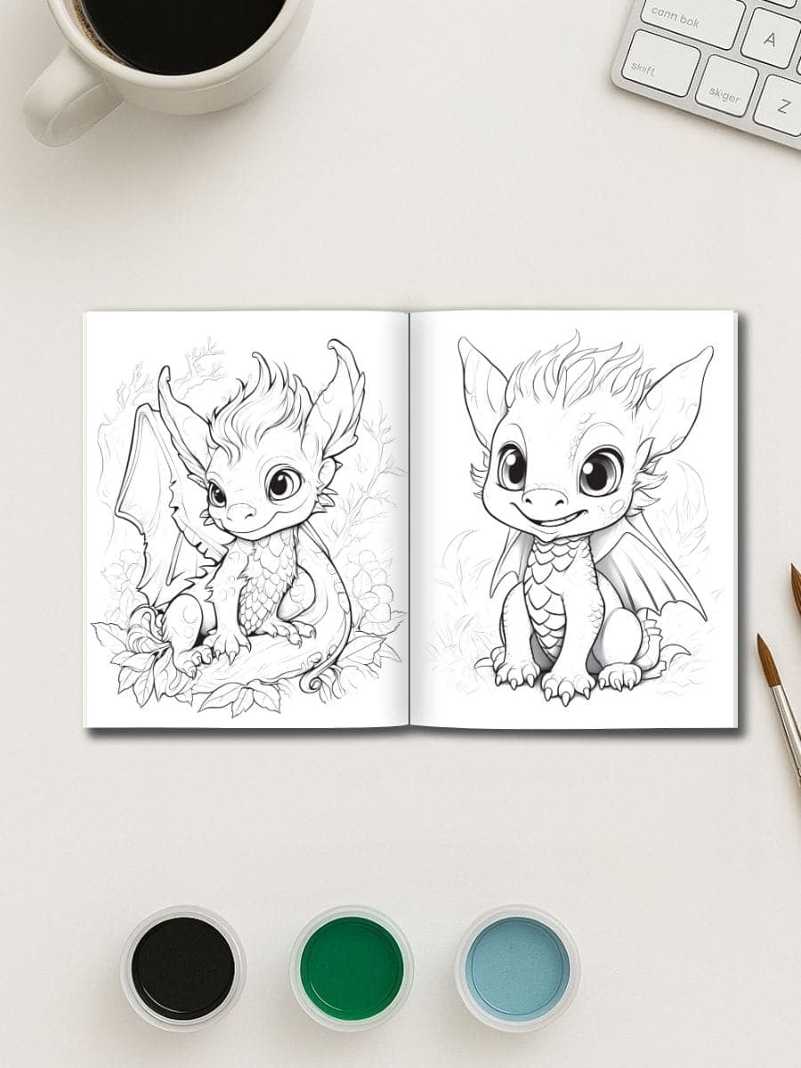 Coloring pages of cute dragon characters for preschoolers to enjoy and develop creativity.