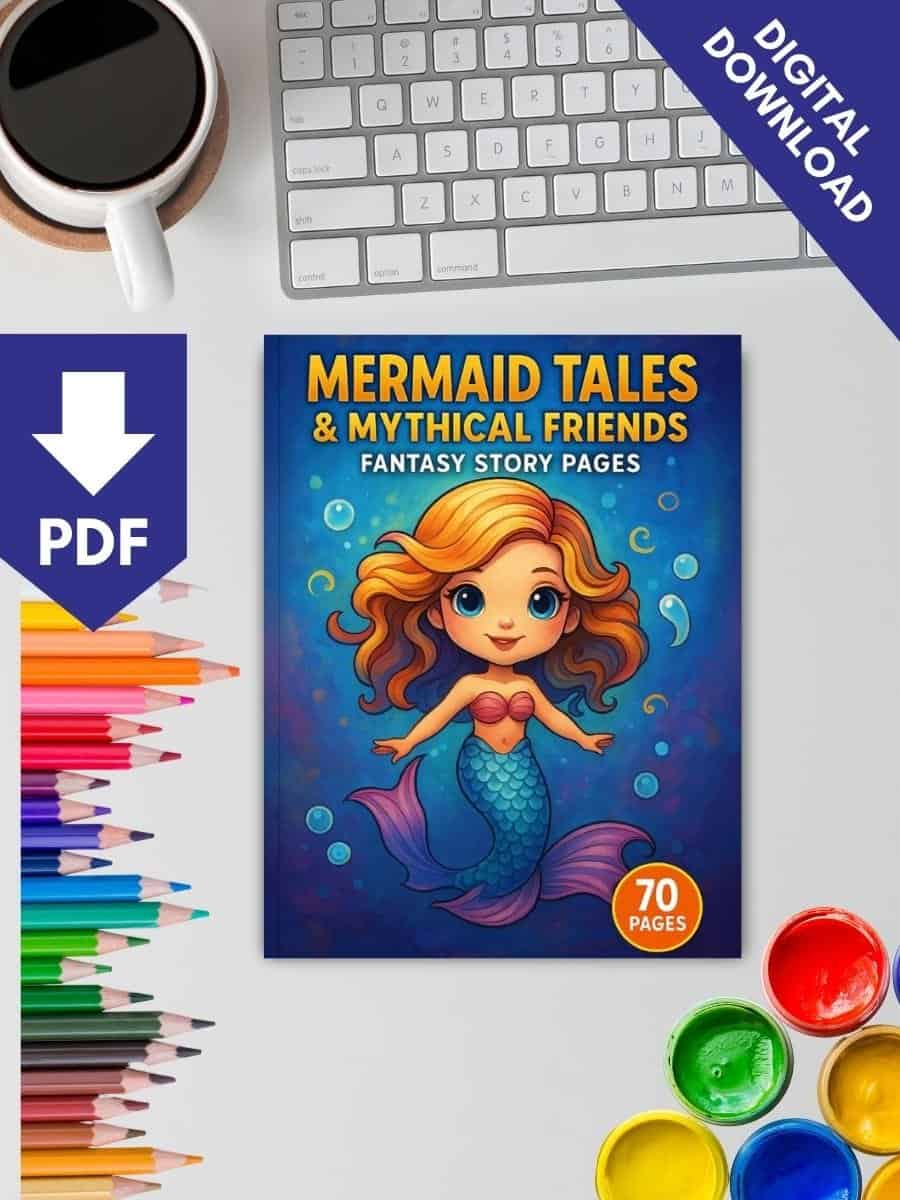 Colorful children's storybook about mermaid tales and mythical friends, perfect for preschool learning.