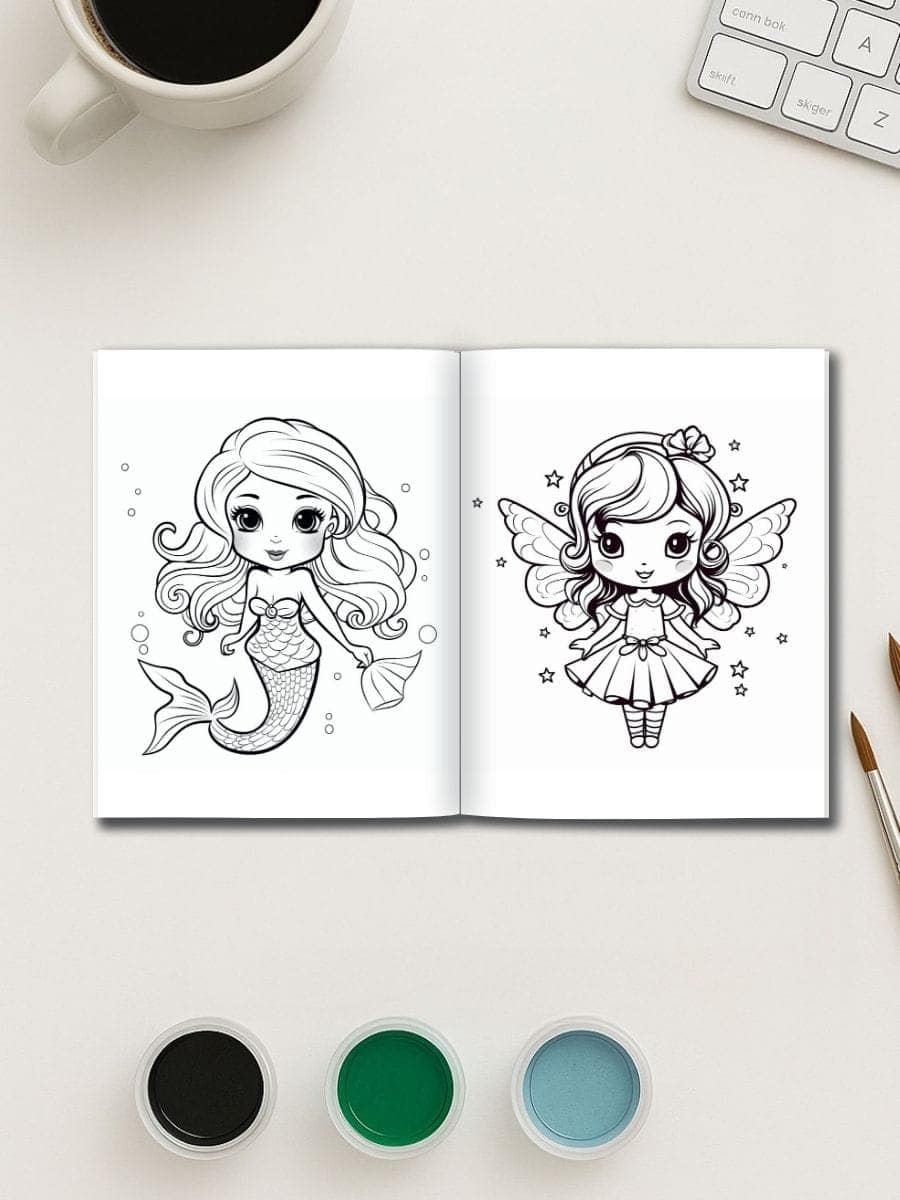 Mermaid and fairy coloring pages for preschoolers, perfect for creative learning and fun.
